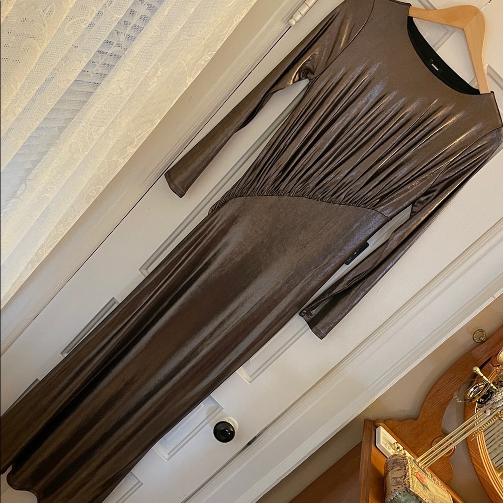 Express Metallic Long Sleeve Dress